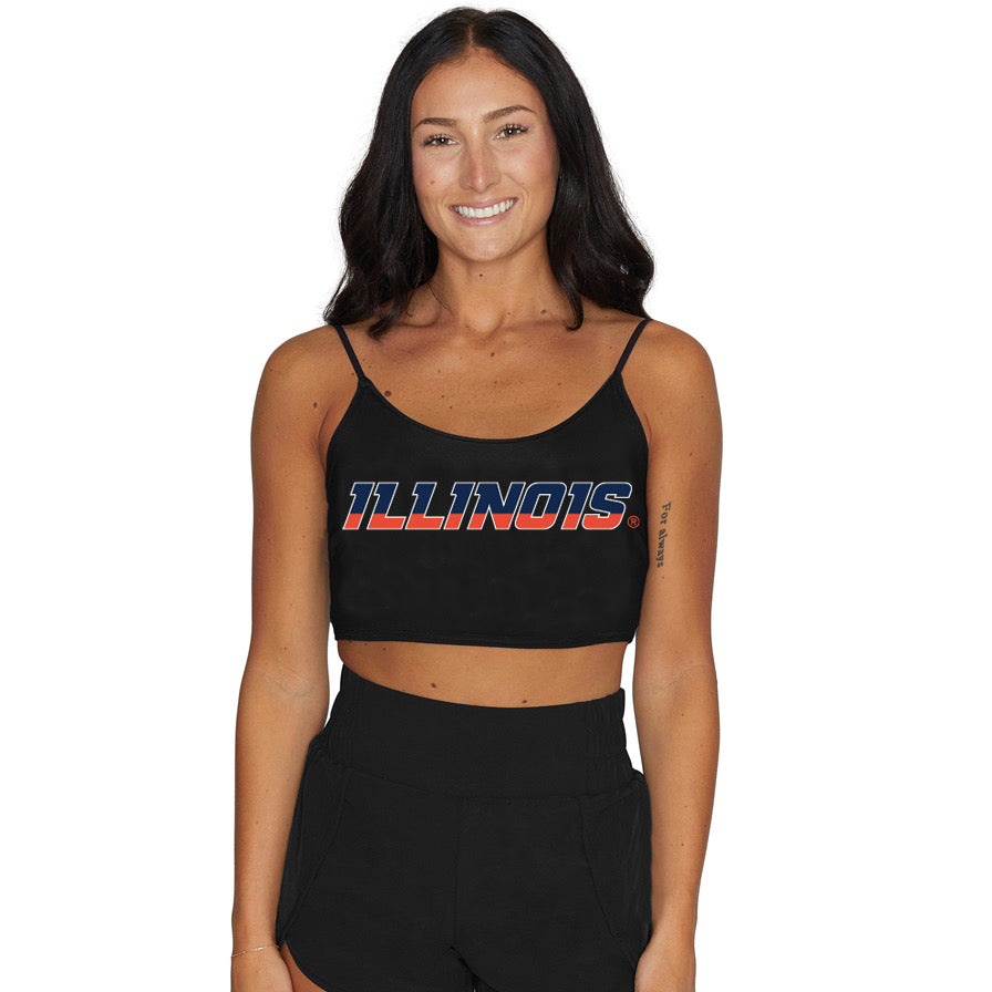 Illinois Fighting Illini Black Spaghetti Tank