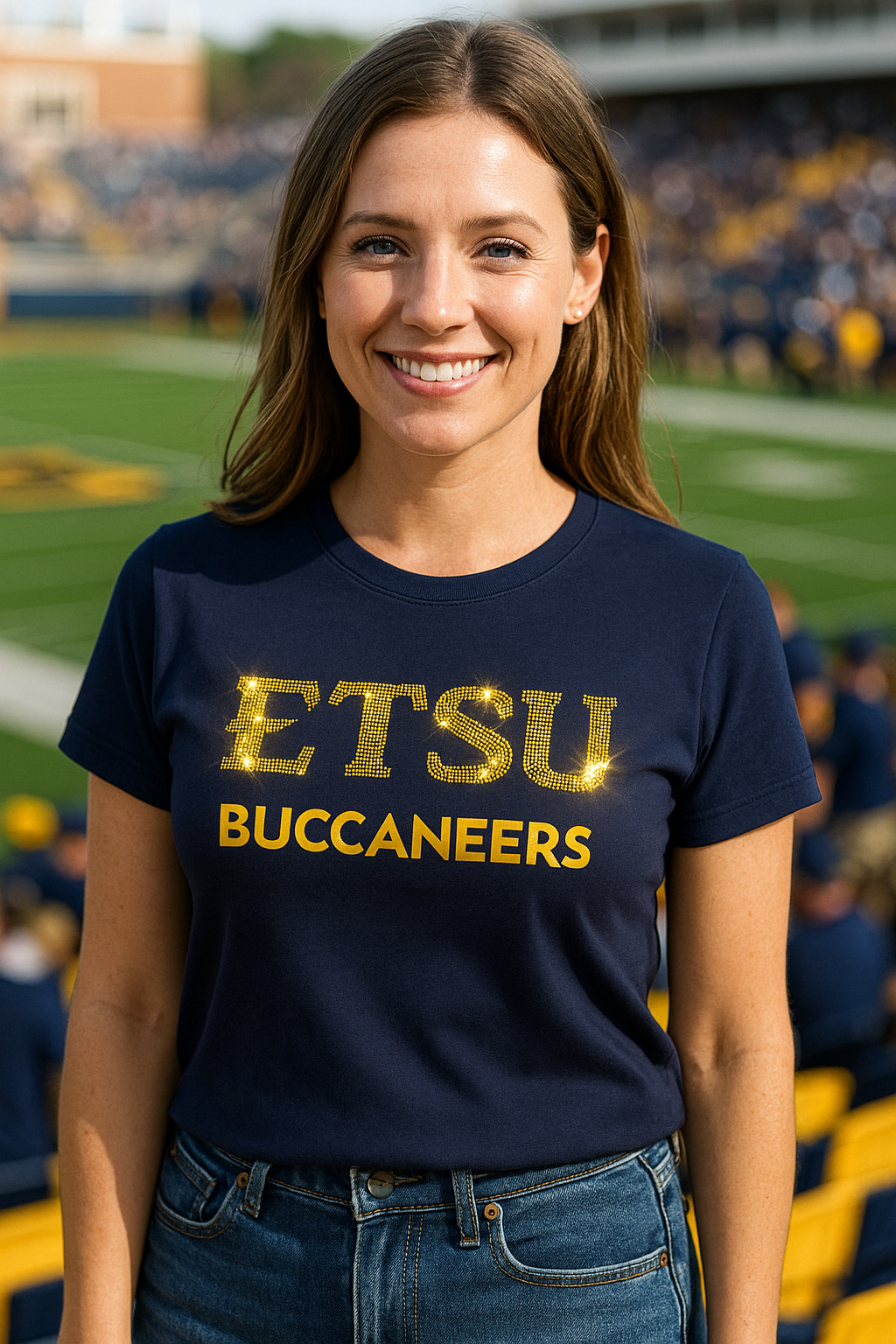 East Tennessee State ETSU Buccaneers Navy Crewneck Short Sleeve T-Shirt