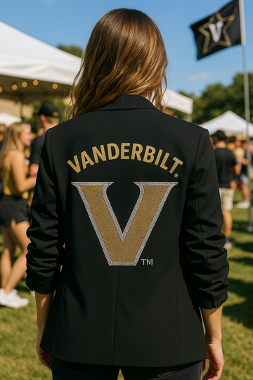 Vanderbilt Curve Gold & Silver V Black Ruched Blazer