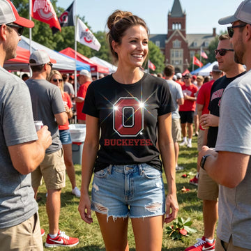 Ohio State O Buckeyes Black Crewneck Short Sleeve T-Shirt