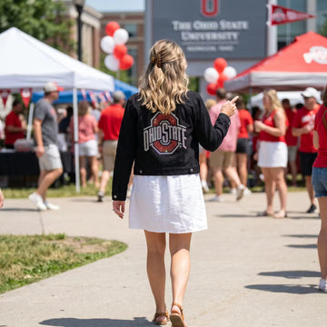 Ohio State Red Block O Black Denim Jacket
