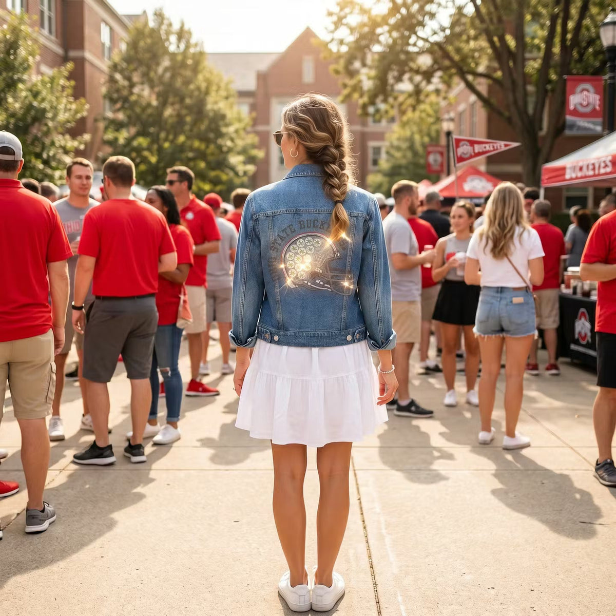 Ohio State Buckeyes Helmet Blue Denim Jacket
