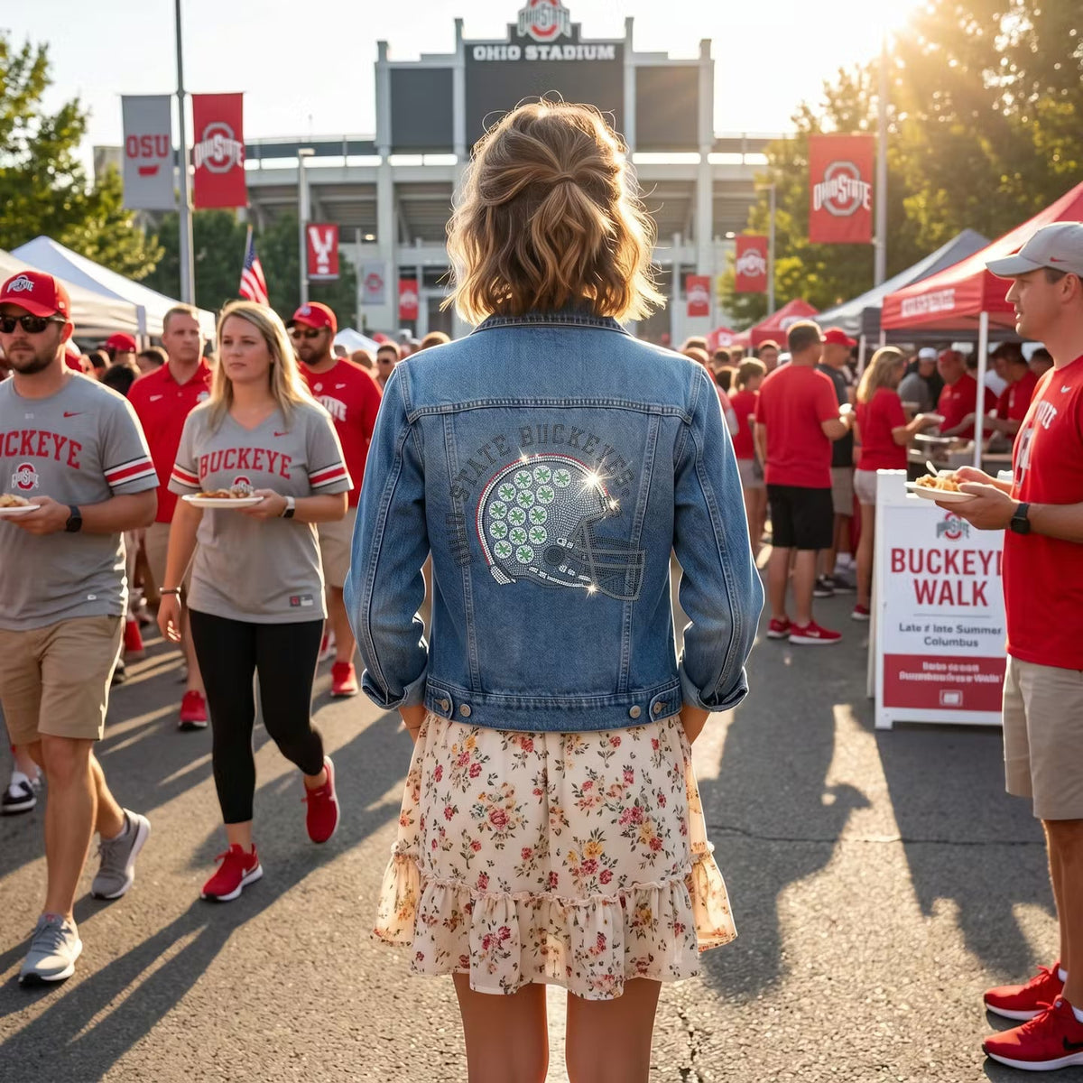 Ohio State Buckeyes Helmet Blue Denim Jacket