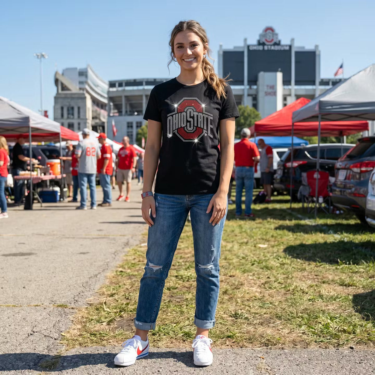 Ohio State Red O Black Crewneck T-Shirt
