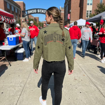 Ohio State Curve Black Army Green Shacket