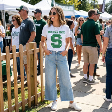 Michigan State Block S White Crewneck Short Sleeve T-Shirt