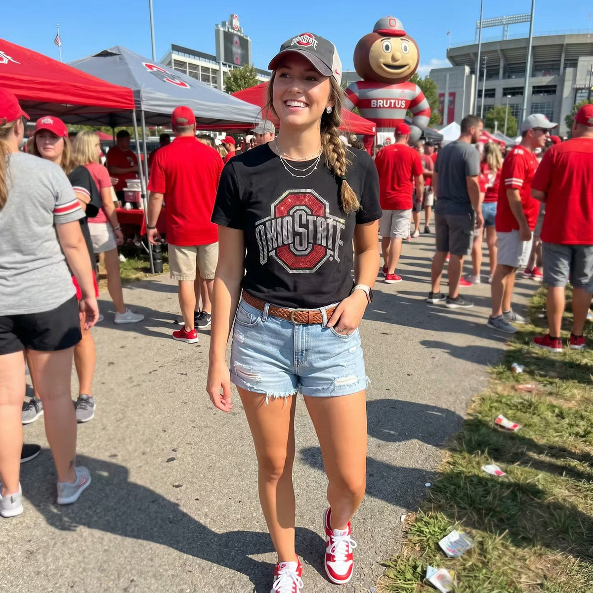 Ohio State Red O Black Crewneck T-Shirt
