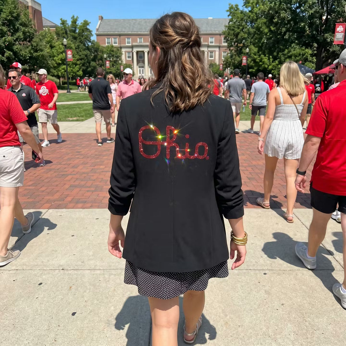Ohio State Script Black Ruched Sleeve Blazer