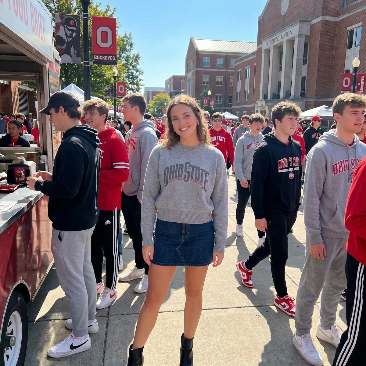 Ohio State Black Curve Gray Crewneck  Sweater