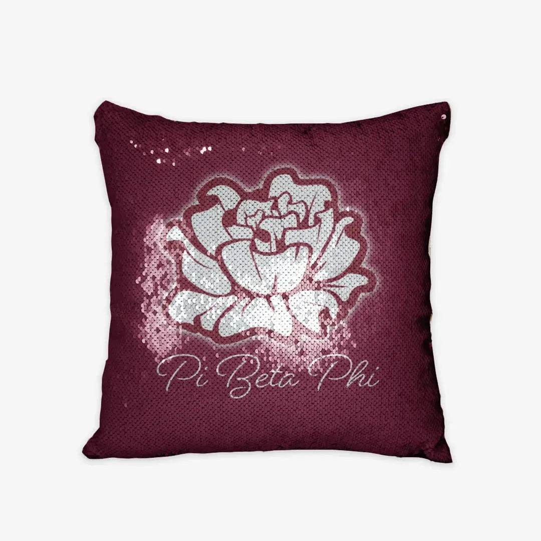 Pi Beta Phi Carnation Sequin Pillow Cover