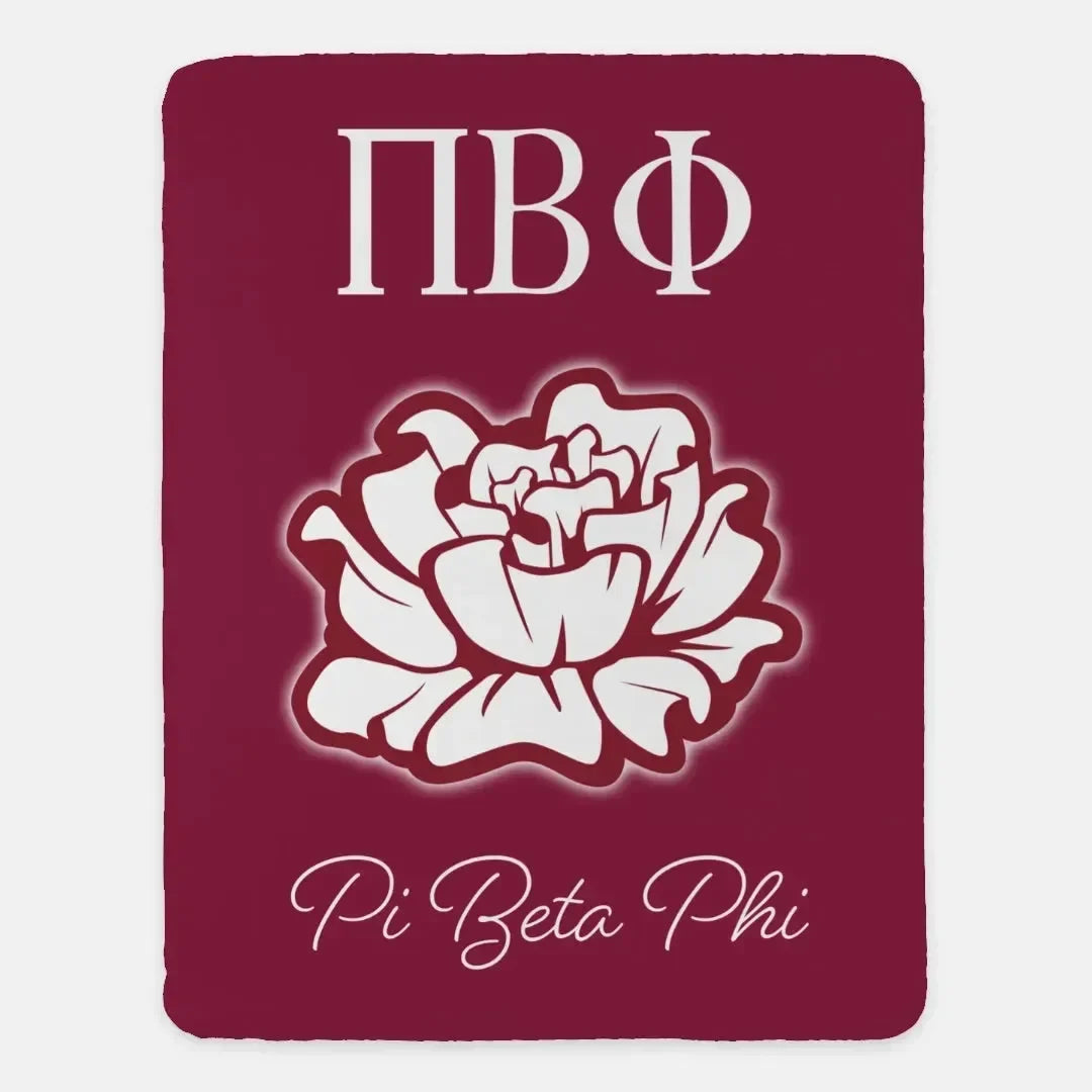 Pi Beta Phi XL 60x80 Sherpa Throw Blanket - Bold Carnation