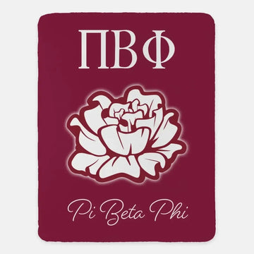 Pi Beta Phi XL 60x80 Sherpa Throw Blanket - Bold Carnation