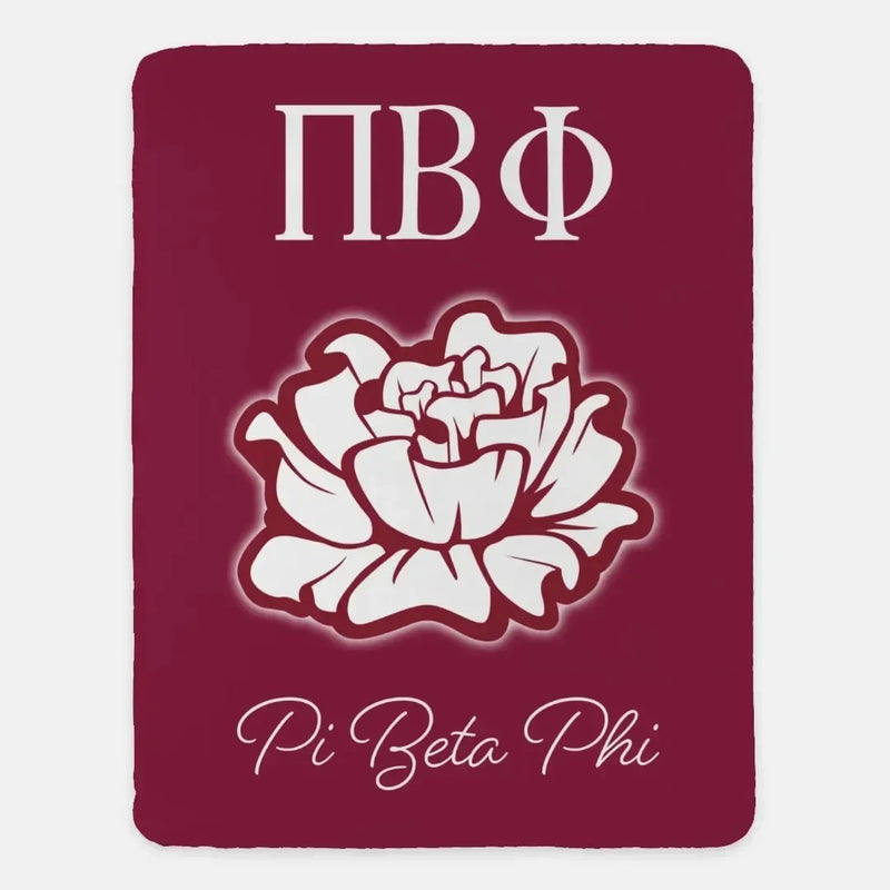 Pi Beta Phi XL 60x80 Sherpa Throw Blanket - Bold Carnation
