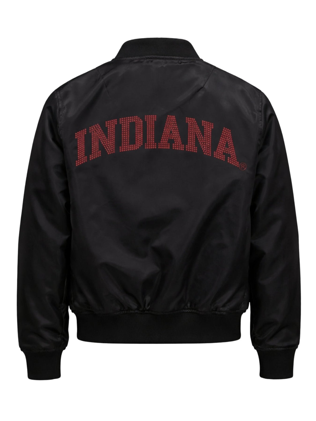 Indiana University Curved Indiana & Hoosiers Black Bomber Jacket