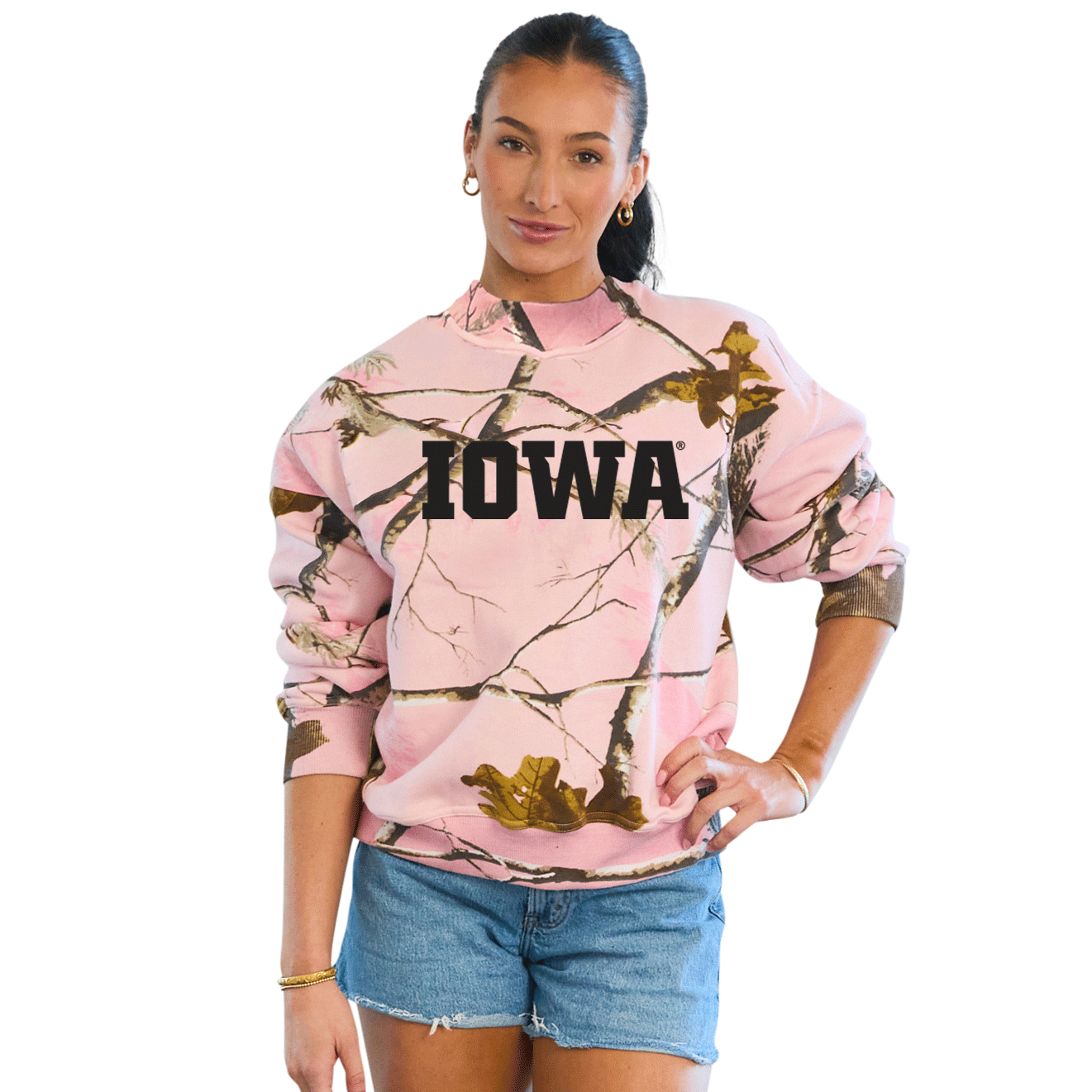 Iowa Hawkeyes Camo Mock Neck Sweatshirt