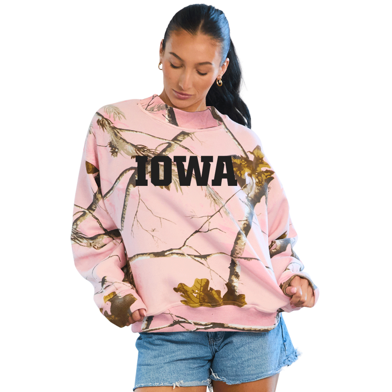 Iowa Hawkeyes Camo Mock Neck Sweatshirt