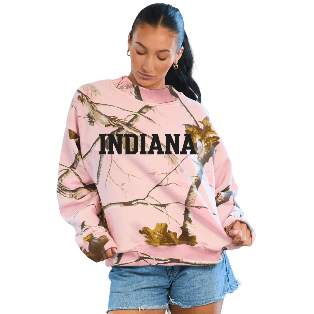 Indiana Hoosiers Camo Mock Neck Sweatshirt