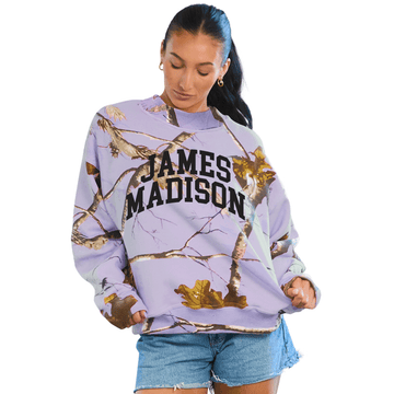 JMU Lavender Camo Mock Neck Sweatshirt