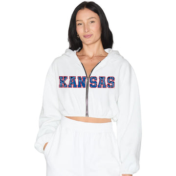 Kansas Jayhawks Cinched Zip Up Hoodie