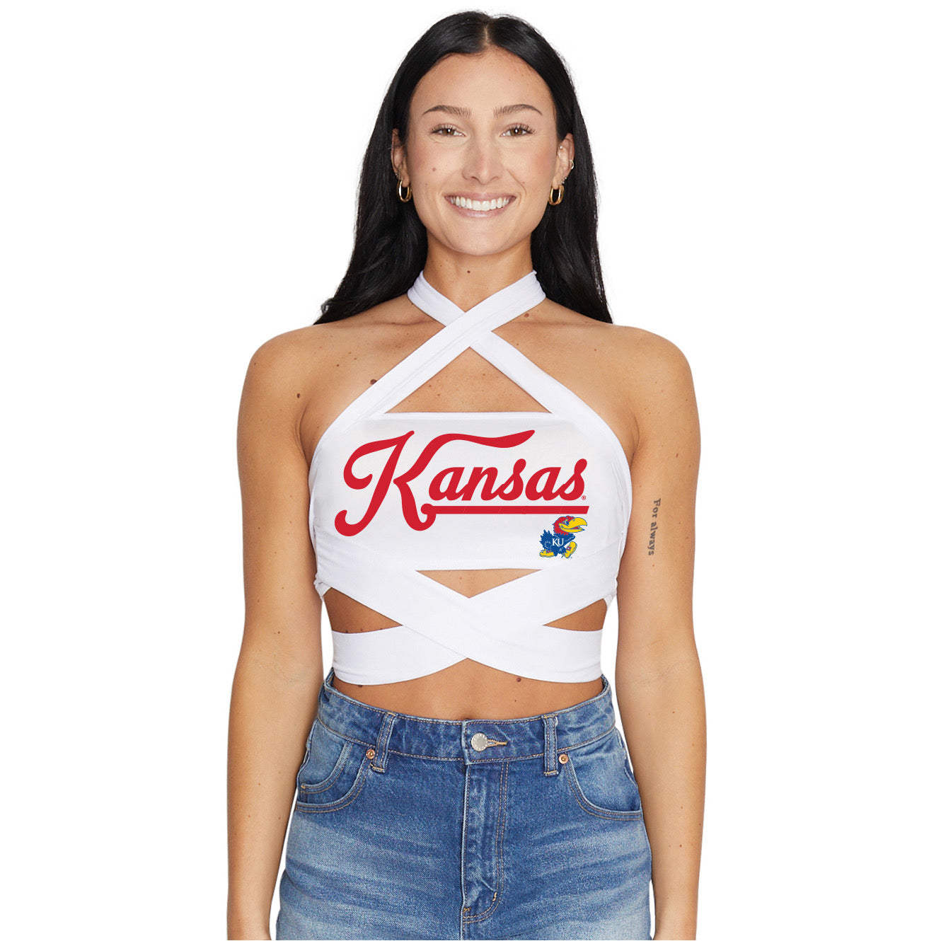 Kansas Jayhawks White Multi Way Bandeau Top
