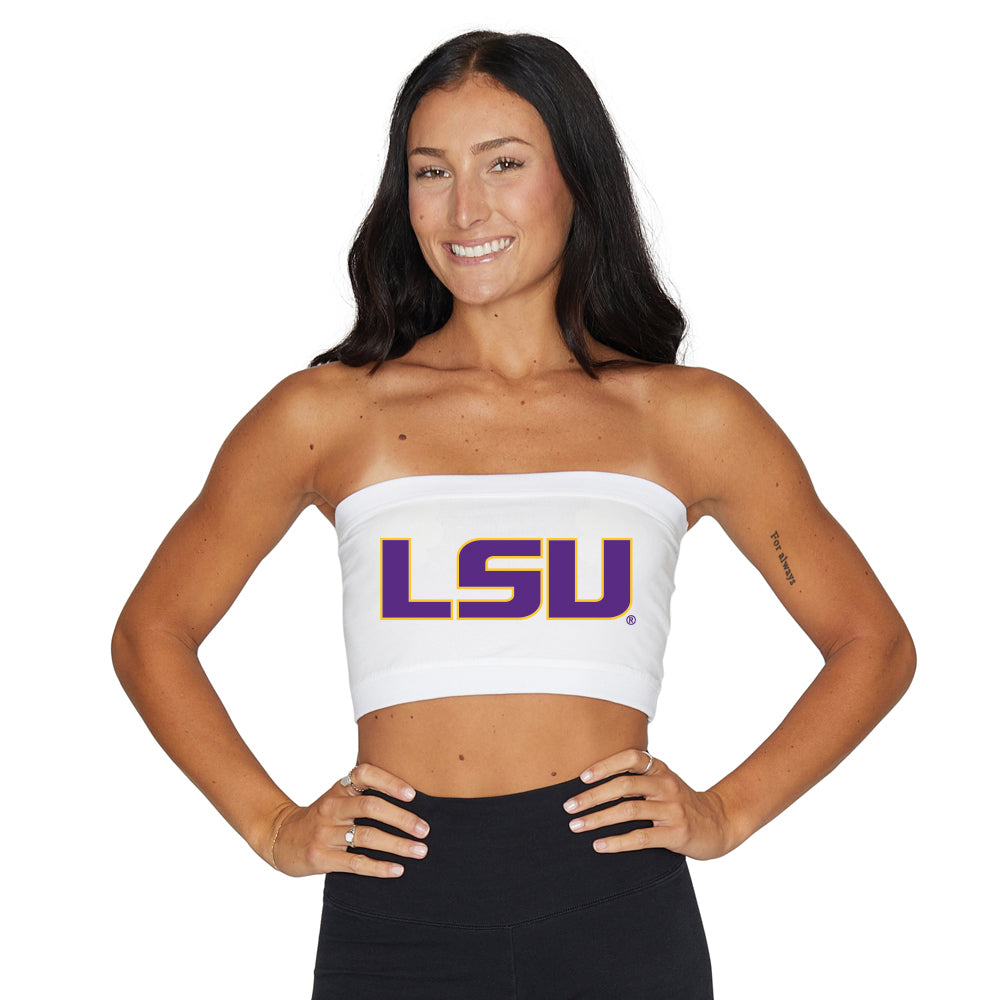 LSU White Bandeau Top