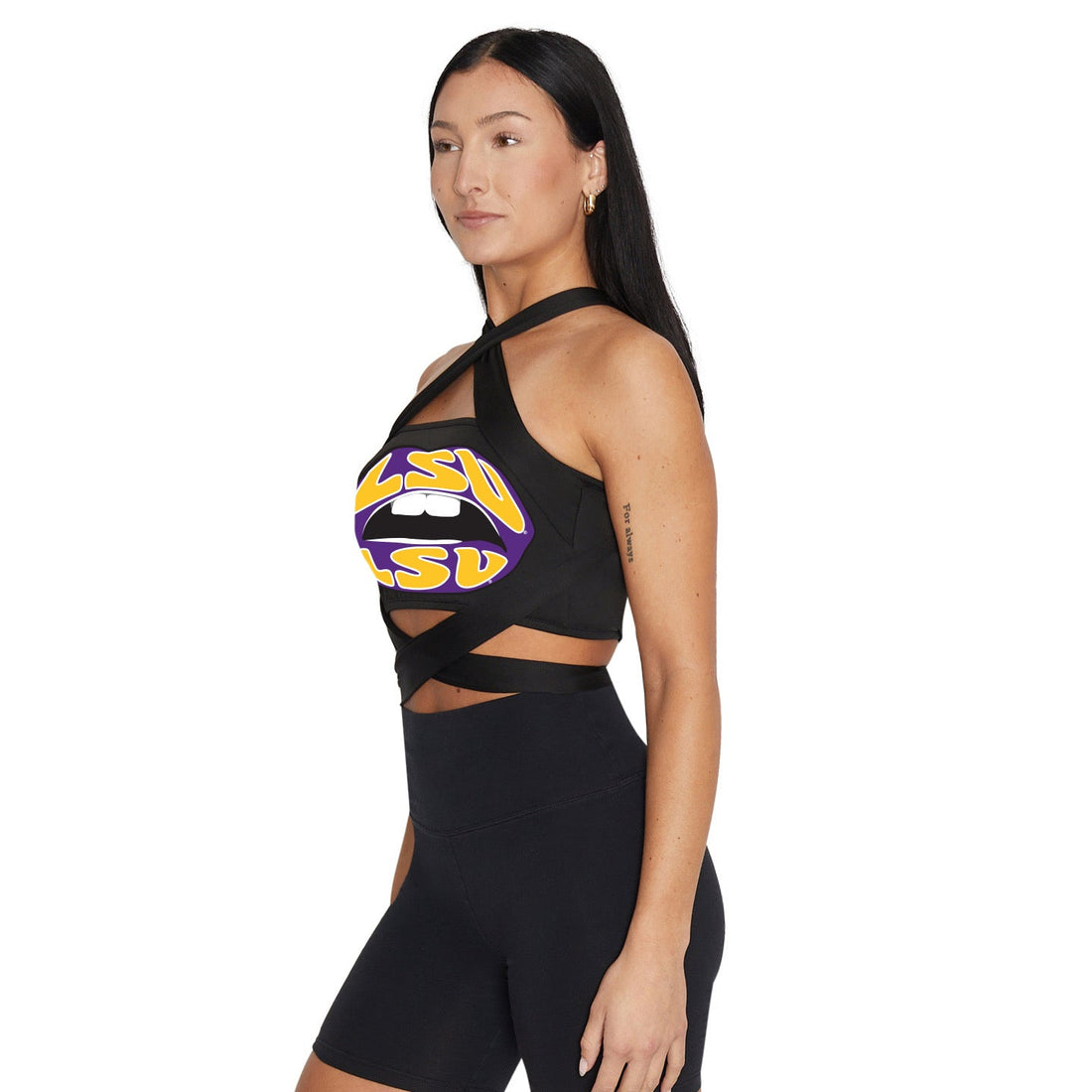 LSU Lips Black Multi Way Bandeau Top
