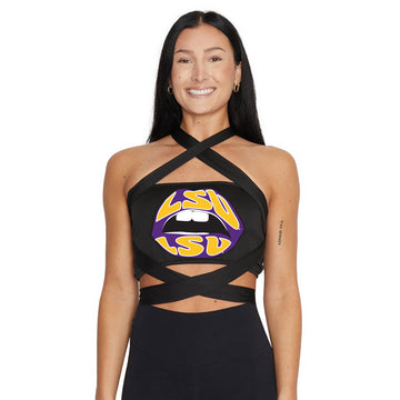 LSU Lips Black Multi Way Bandeau Top