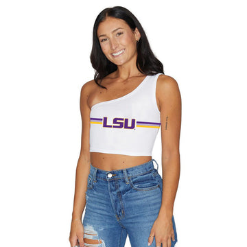 LSU Stripe One Shoulder Top