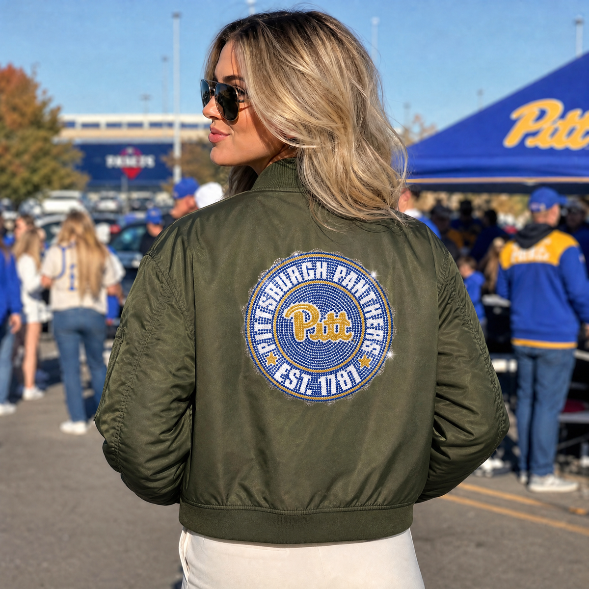 University of Pittsburgh Circle Decal Est 1787 Army Green Bomber