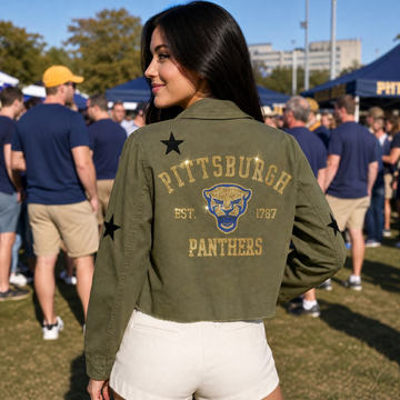 University of Pittsburgh Est 1787 Army Green Shacket
