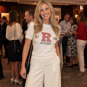 Rutgers University Block R Est. 1766 Ivory Short Sleeve Sweater