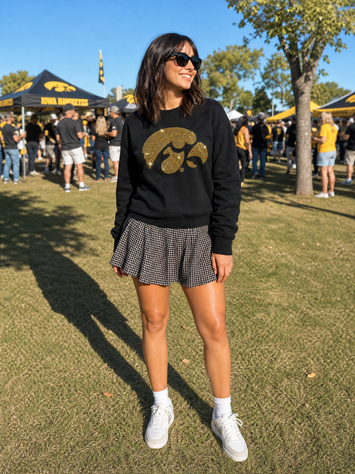 University of Iowa Gold Tiger Hawk Black Crewneck Sweatshirt