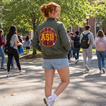 Arizona State Basketball ASU Army Green Bomber Jacket