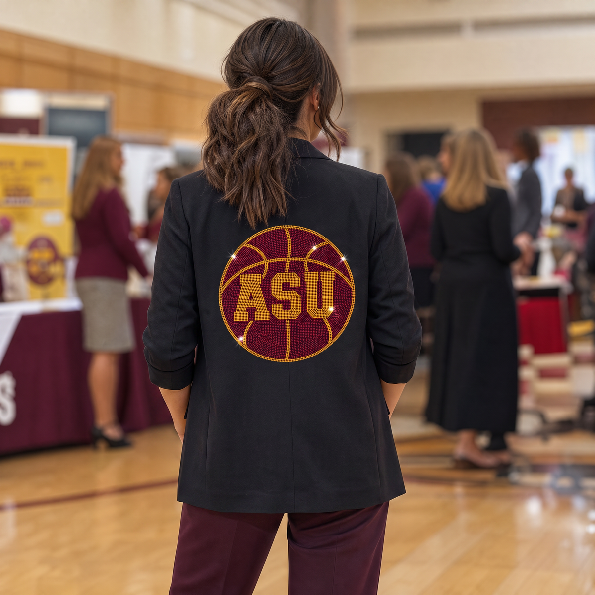 Arizona State Basketball ASU Black Ruched Sleeve Blazer