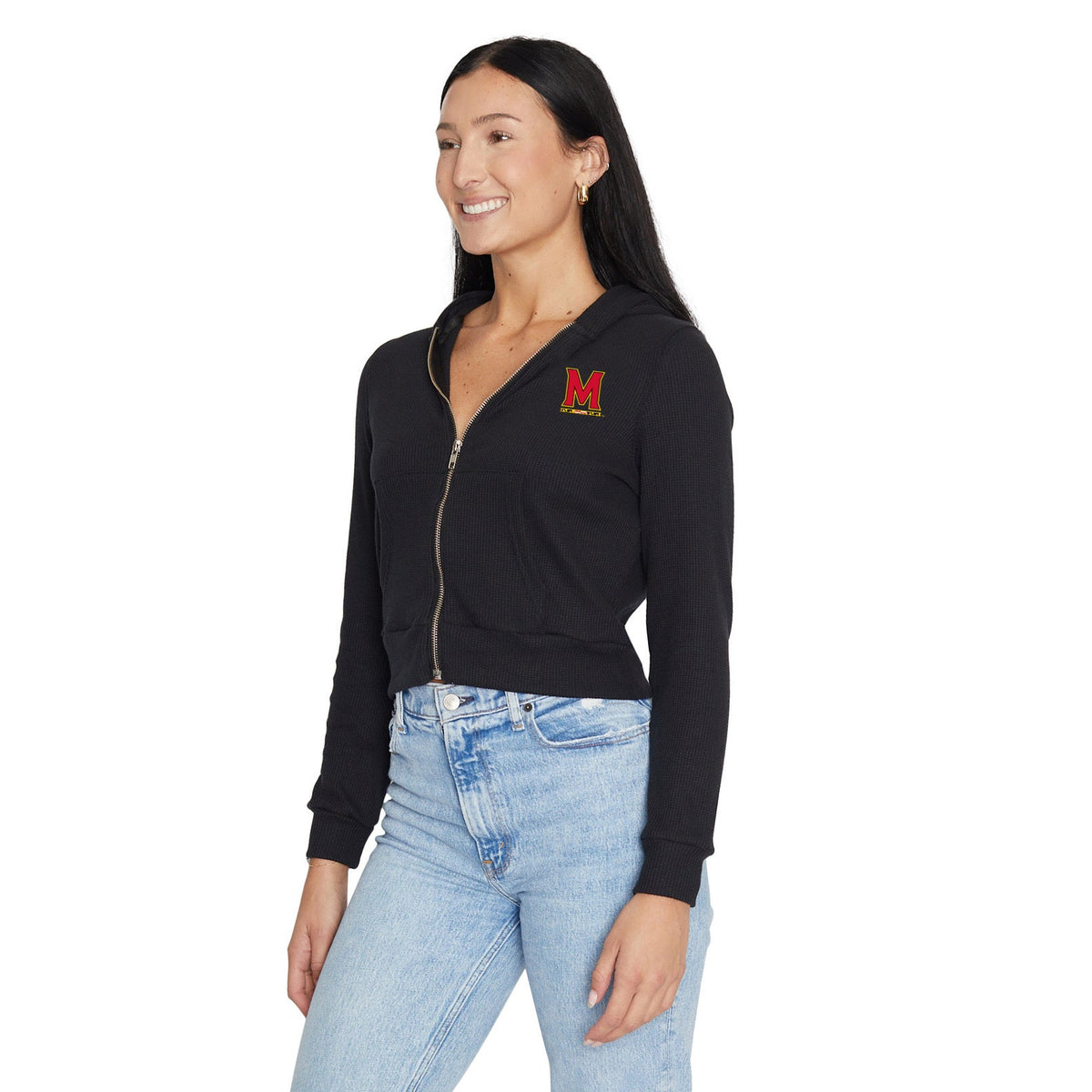 Maryland Terps Waffle Knit Zip Up Hoodie