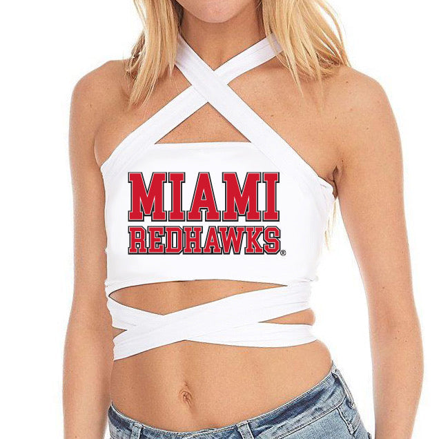 Miami University RedHawks White Multi Way Bandeau Top