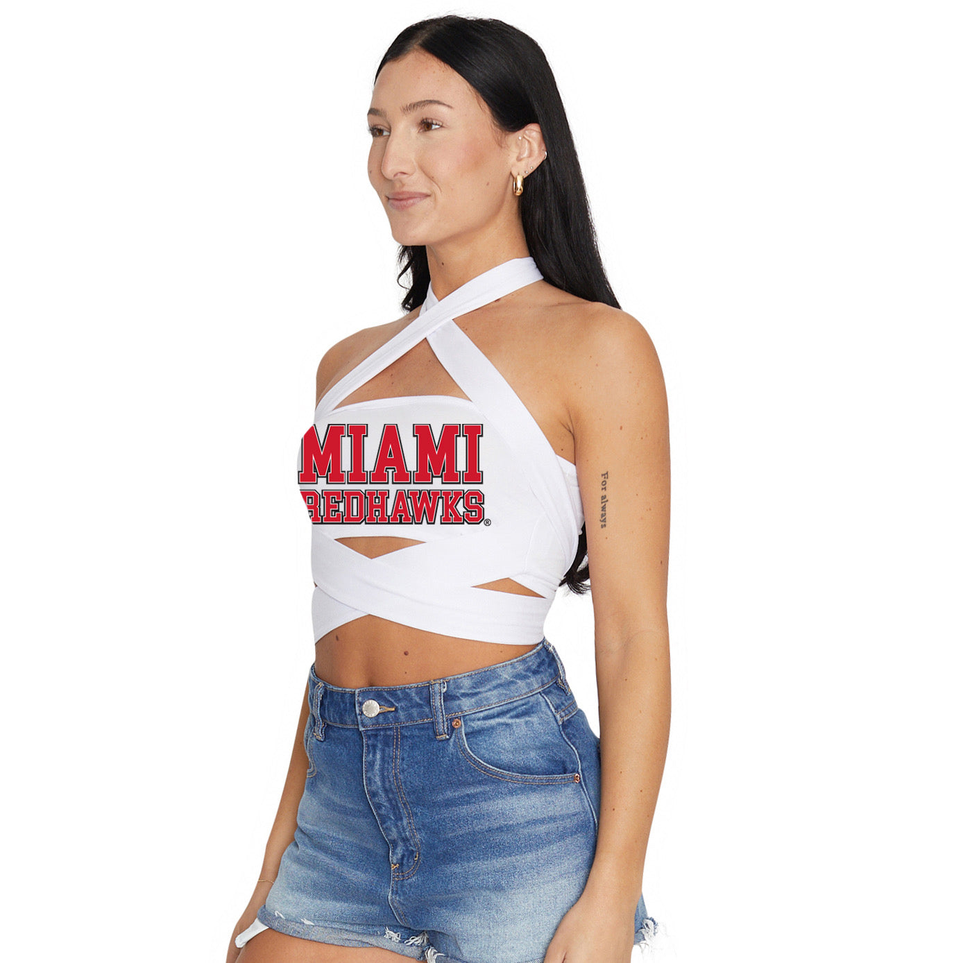 Miami University RedHawks White Multi Way Bandeau Top