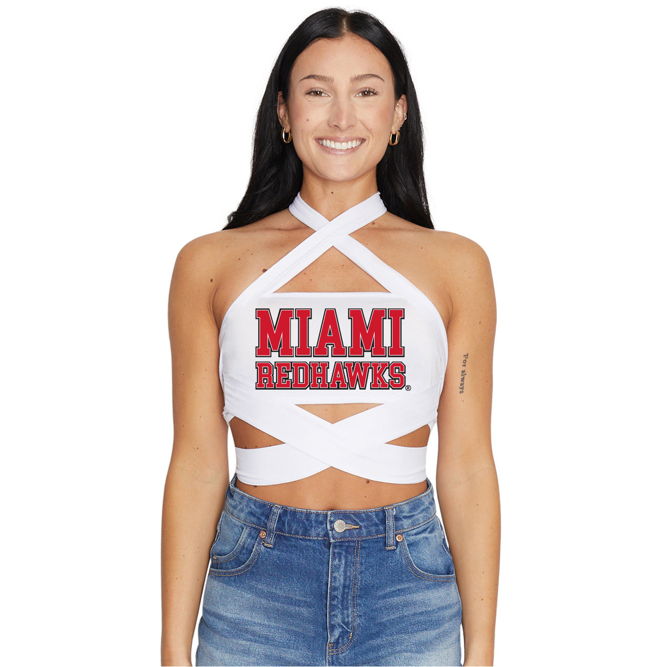 Miami University RedHawks White Multi Way Bandeau Top