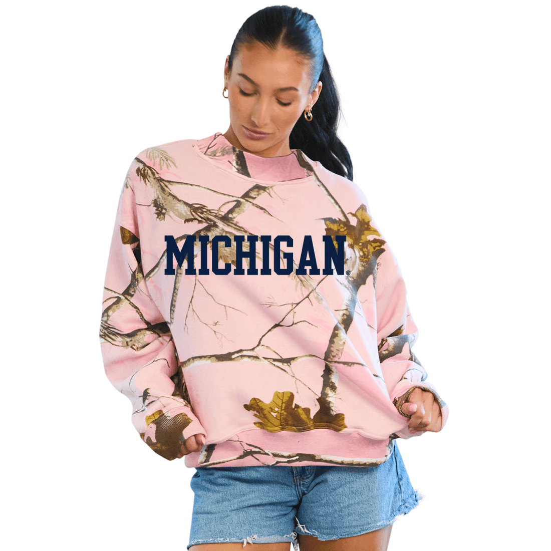 University of Michigan Camo Mock Neck Sweatshirt