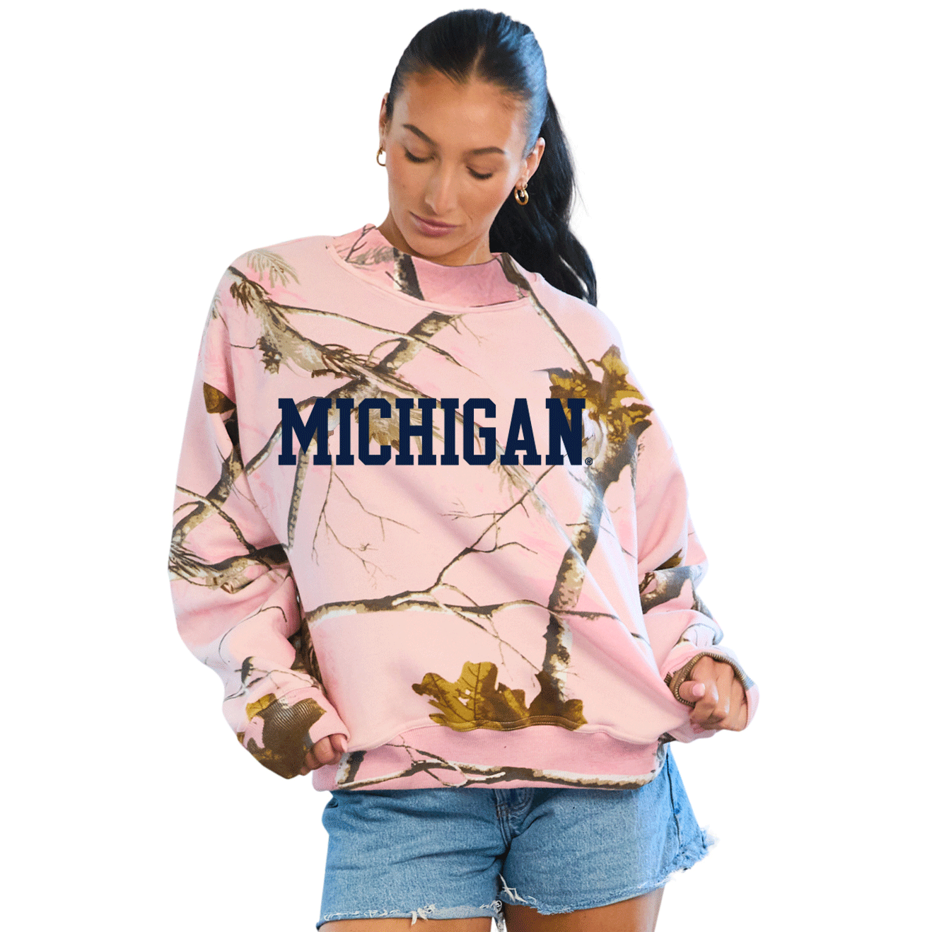 University of Michigan Camo Mock Neck Sweatshirt