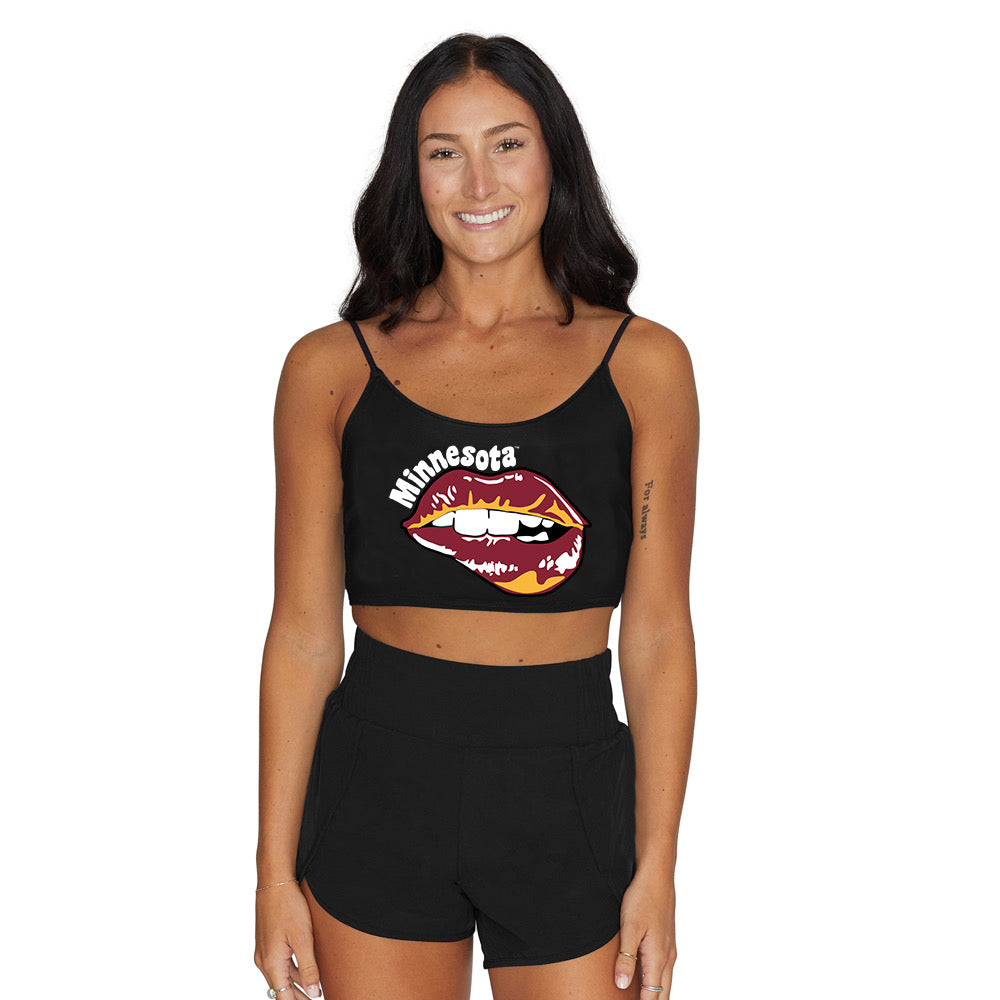 Minnesota Lips Black Spaghetti Tank