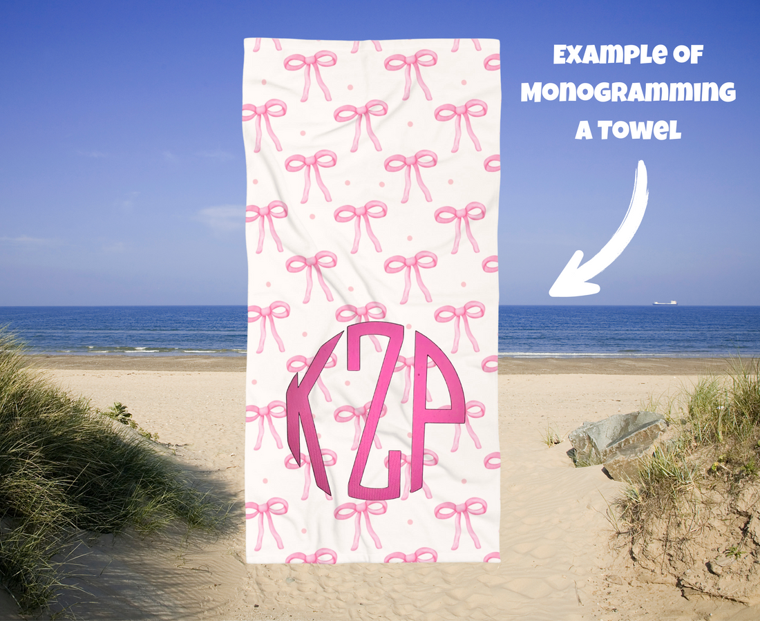 Customizable: Cute Pink Bow Beach Towel, Summer Towel, Pool Accessory, Gift for Her, Beach Accessories, Vacation Essentials