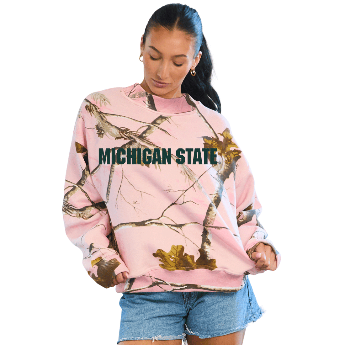 Michigan State Camo Mock Neck Sweatshirt