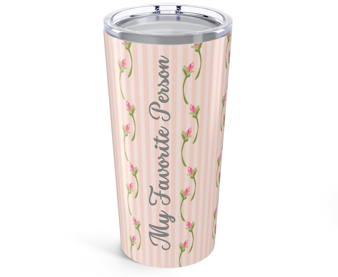 Customizable: Floral Striped Tumbler | 20oz Travel Mug | Perfect Gift for Mother's Day, Weddings, Tea Lovers, Spring Decor