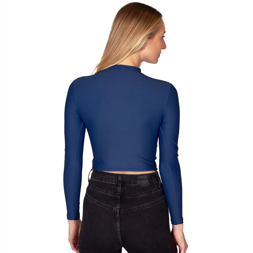 University of Michigan Navy Mock Neck Top