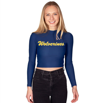 University of Michigan Navy Mock Neck Top