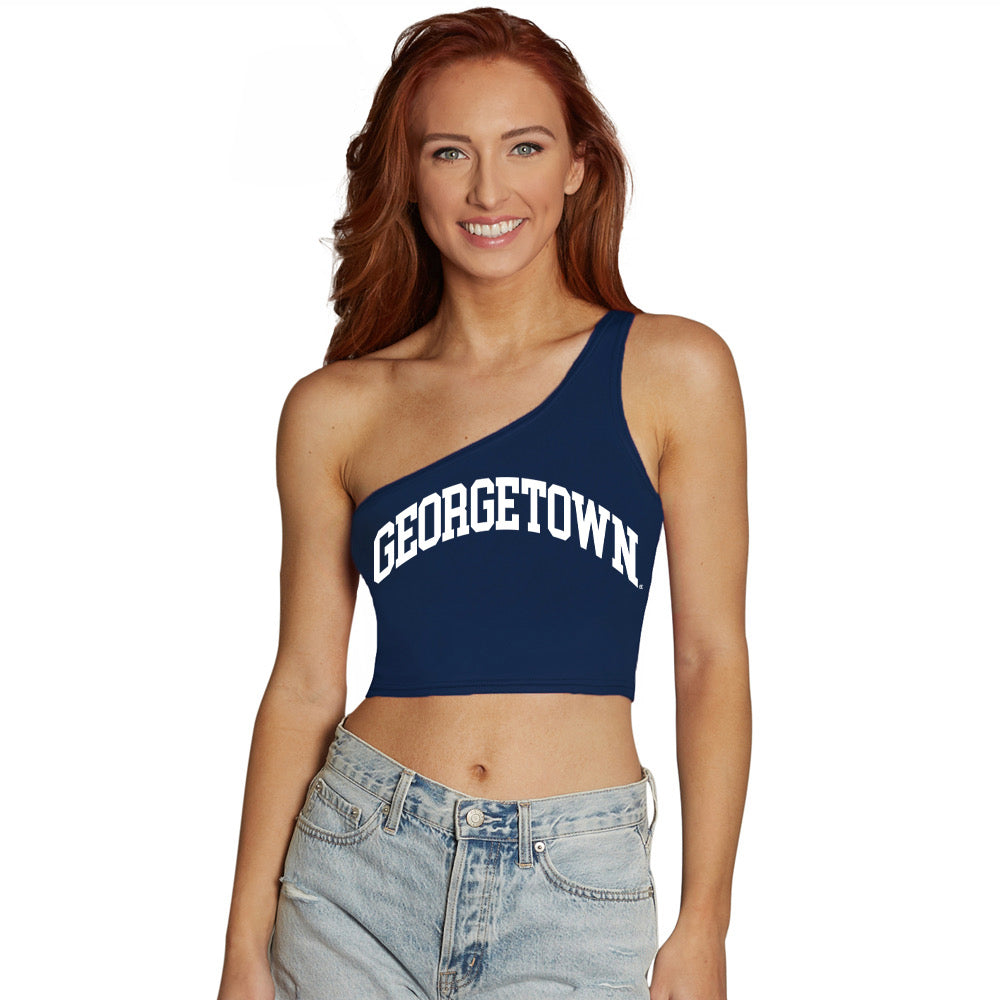 Georgetown Navy One Shoulder Top