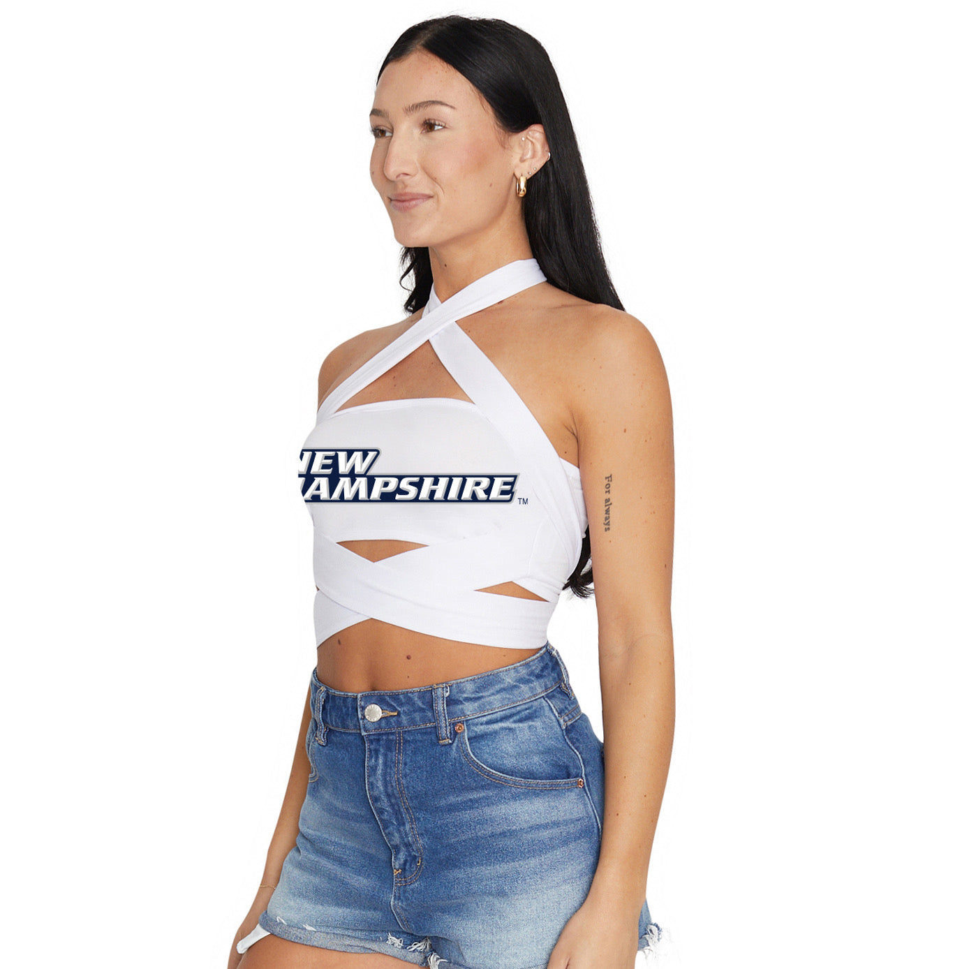 New Hampshire Wildcats White Multi Way Bandeau Top