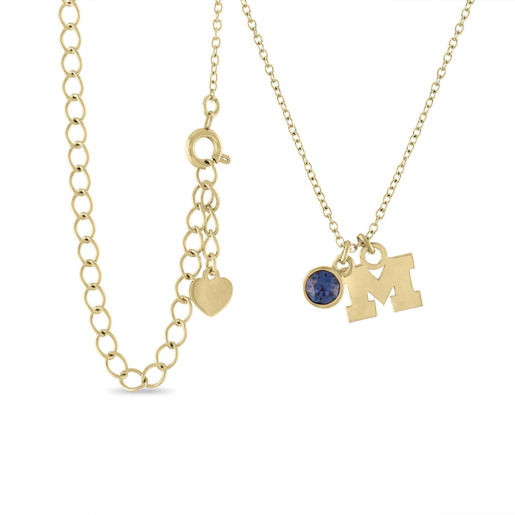 UM Wolverines Necklace Block M with Crystal