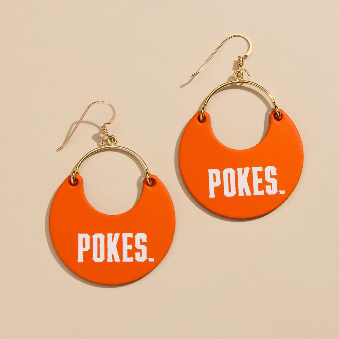 Orange Oklahoma State University Pokes Nina Leather Hoop Earrings